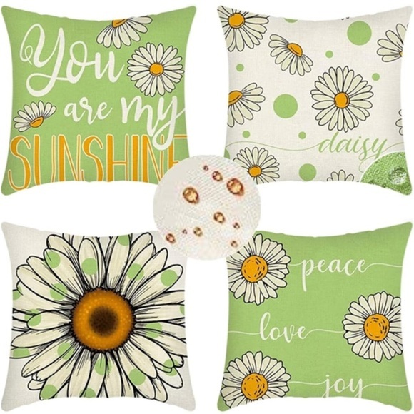 Green Floral Outdoor Throw Pillow Covers - Set of 4 - Picture 1 of 12